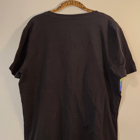 Victoria's Secret PINK T-Shirt Black Rainbow Glitter Rhinestone - Picture 4 of 4